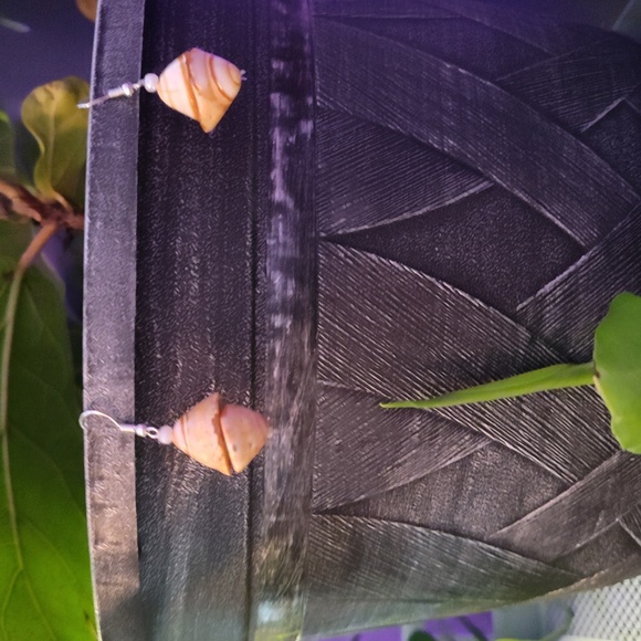 Handcrafted Shell Dangle Earrings - Picture 3 of 3